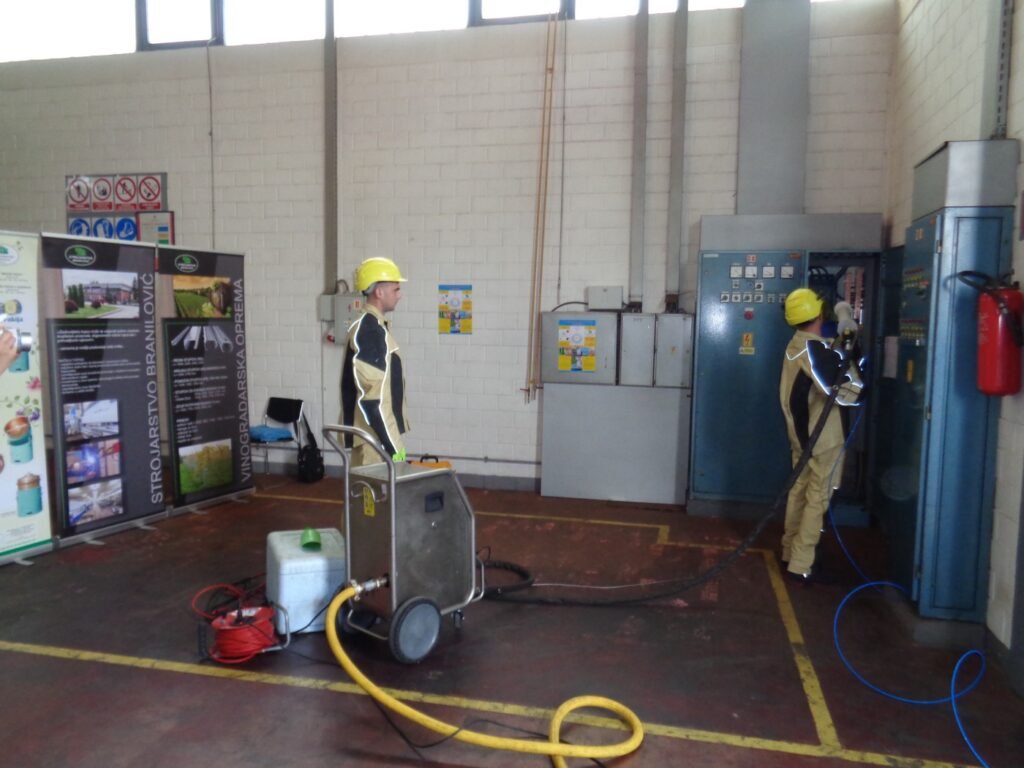 Dry ice blasting used to clean industrial electrical equipment
